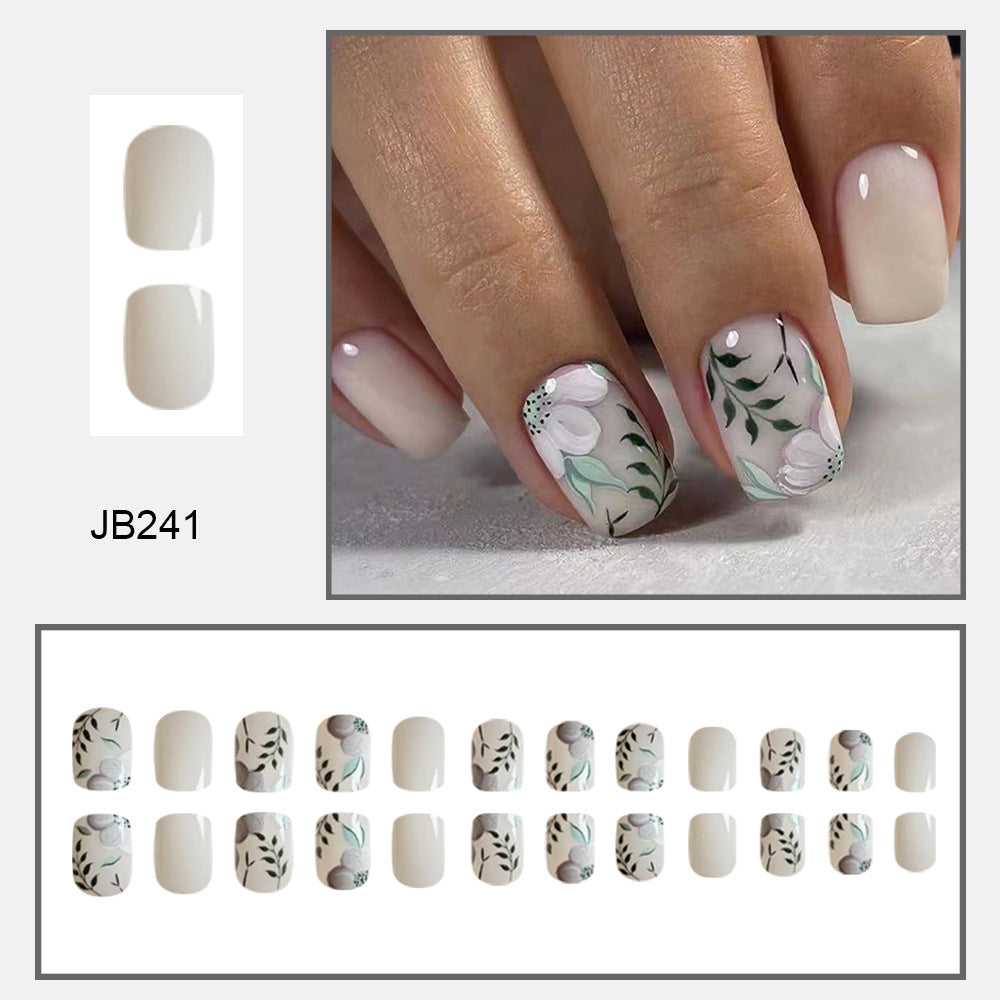 Flower And Green Leaf Style Nail Stickers