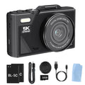 1Pc 5K 75MP Digital Camera For Photography Anti Shake WiFi Vlogging Video Camera With 9 Shooting Modes 18X Zoom Fill Light Webcam Function 2 Batteries 32G MMC Card 180Degree Flip IPS Screen